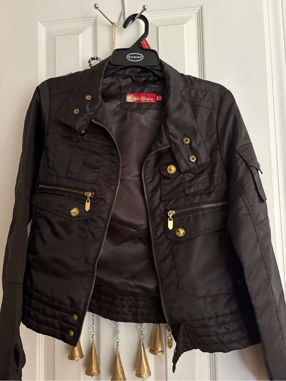 Apple Bottoms Black Women's Utility Jacket with Gold Hardware